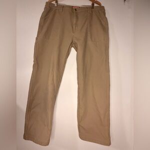 Coleman Fleece Lined Work Pants Men’s 40x32 Khaki Canvas Outdoor